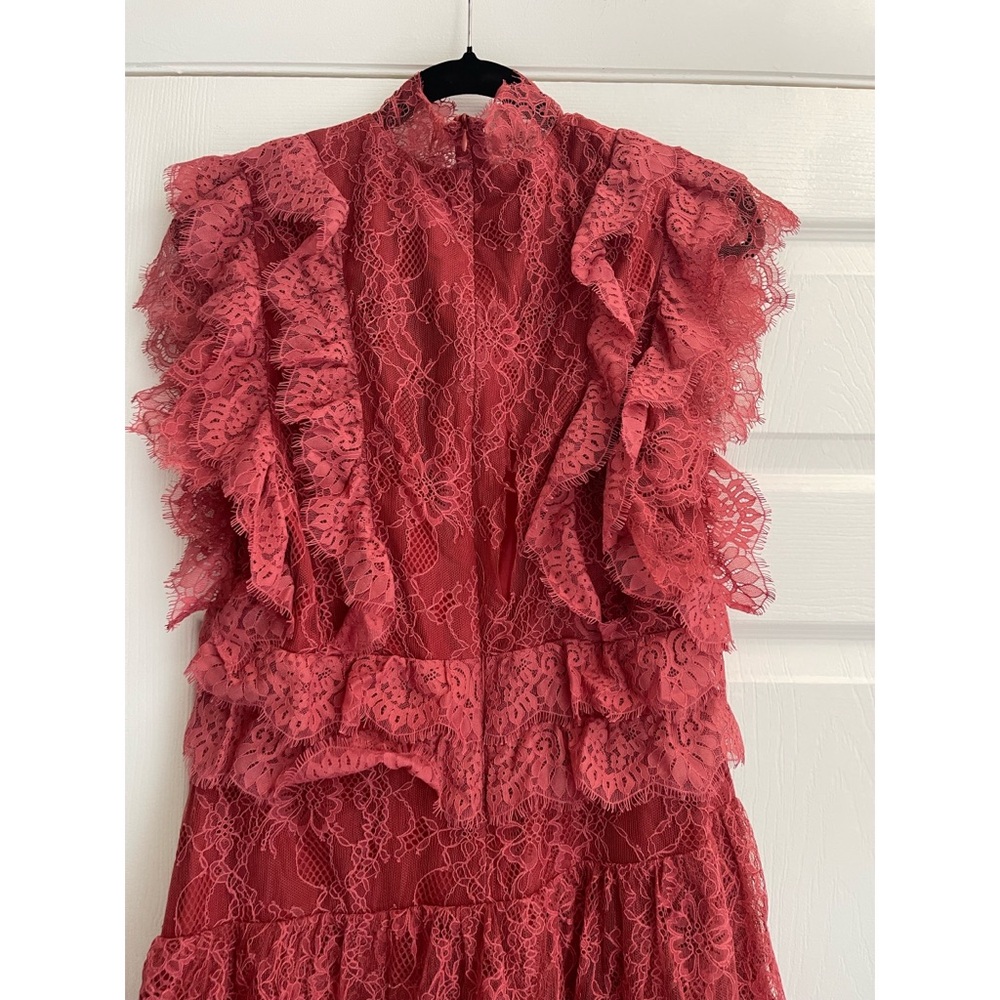 EYELASH-LACE MIDI-DRESS IN RUST - Picture 10 of 11